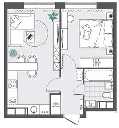 1-BD Apartment Sale, 38.28 sq. m. at Kvartal Rumyantsevo, ulitsa Admirala Kornilova, с1, Mosrentgen Settlement, Moscow, Russia #4