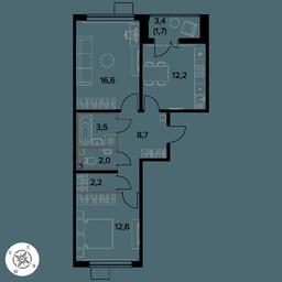 2-BD Apartment Sale, 59.5 sq. m. at Pervy Donskoj, zhiloy mikrorayon Sapronovo, derevnya Sapronovo, Leninskiy City District, Moscow Region, Russia #3