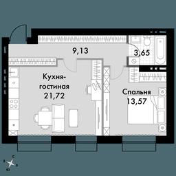 1-BD Apartment Sale, 48.4 sq. m. at Park Aprel, ulitsa Park Aprel, 1, Aprelevka, Naro-Fominskiy City District, Moscow Region, Russia #3