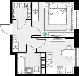 Apartment Sale, 32.7 sq. m. at Tsvetochnye Poliany, kvartal № 23, Filimonkovskoye Municipal Formation, Moscow, Russia #2