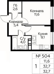 Apartment Sale, 32.7 sq. m. at Tsvetochnye Poliany, kvartal № 23, Filimonkovskoye Municipal Formation, Moscow, Russia #4