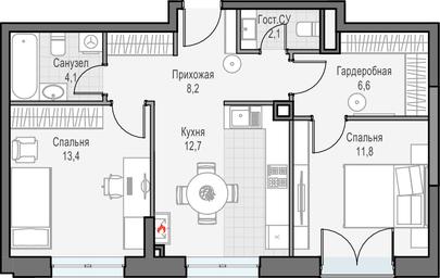 1-BD Apartment Sale, 60.6平方米 at Dostizhenie, Akademika Korolyova Street, 21, Moscow, Russia #2 1-BD Apartment Sale, 60.6平方米 at Dostizhenie, Akademika Korolyova Street, 21, Moscow, Russia #2