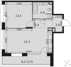2-BD Apartment Sale, 50.5 sq. m. at The Lake, Snezhnaya Street, 22, Moscow, Russia #4