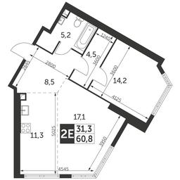 2-BD Apartment Sale, 60.8 sq. m. at Arkhitektor, Akademika Volgina Street, 2Д, Moscow, Russia #2 2-BD Apartment Sale, 60.8 sq. m. at Arkhitektor, Akademika Volgina Street, 2Д, Moscow, Russia #2