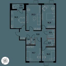 4-BD Apartment Sale, 100.7 sq. m. at Pervy Donskoj, zhiloy mikrorayon Sapronovo, derevnya Sapronovo, Leninskiy City District, Moscow Region, Russia #3