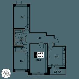 3-BD Apartment Sale, 84.3 sq. m. at Pervy Donskoj, zhiloy mikrorayon Sapronovo, derevnya Sapronovo, Leninskiy City District, Moscow Region, Russia #2 3-BD Apartment Sale, 84.3 sq. m. at Pervy Donskoj, zhiloy mikrorayon Sapronovo, derevnya Sapronovo, Leninskiy City District, Moscow Region, Russia #2