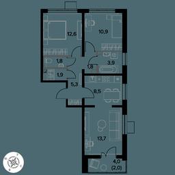 3-BD Apartment Sale, 62.4 sq. m. at Pervy Donskoj, zhiloy mikrorayon Sapronovo, derevnya Sapronovo, Leninskiy City District, Moscow Region, Russia #3 3-BD Apartment Sale, 62.4 sq. m. at Pervy Donskoj, zhiloy mikrorayon Sapronovo, derevnya Sapronovo, Leninskiy City District, Moscow Region, Russia #3