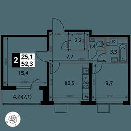 2-BD Apartment Sale, 52.2 sq. m. at Pervy Yuzhny, zhiloy kompleks Pervy Yuzhny, Leninskiy City District, Moscow Region, Russia #4