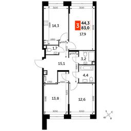 3-BD Apartment Sale, 83平方米 at Sydney City, Shenogina Street, 2, Moscow, Russia #2