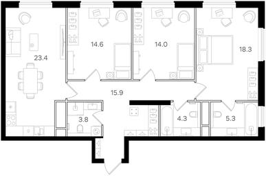 3-BD Apartment Sale, 99.6 sq. m. at Intonatsiya, Schukinskaya Street, 7/9с7, Moscow, Russia #3 3-BD Apartment Sale, 99.6 sq. m. at Intonatsiya, Schukinskaya Street, 7/9с7, Moscow, Russia #3