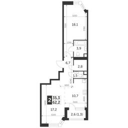 2-BD Apartment Sale, 62.2平方米 at Arkhitektor, Akademika Volgina Street, 2Д, Moscow, Russia #2
