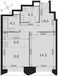2-BD Apartment Sale, 46 sq. m. at Arkhitektor, Akademika Volgina Street, 2Д, Moscow, Russia #4