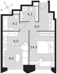 2-BD Apartment Sale, 46 sq. m. at Arkhitektor, Akademika Volgina Street, 2Д, Moscow, Russia #3