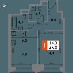 2-BD Apartment Sale, 46 sq. m. at Arkhitektor, Akademika Volgina Street, 2Д, Moscow, Russia #2
