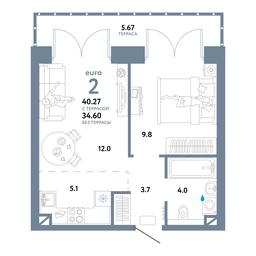 1-BD Apartment Sale, 40.27 sq. m. at Strana.Ozernaya, Ozyornaya Street, 42с7, Moscow, Russia #2