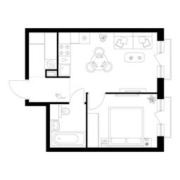 1-BD Apartment Sale, 34.5平方米 at Kutuzovskiy Kvartal, Ivana Franko Street, 20к1, Moscow, Russia #2