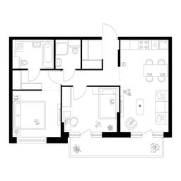2-BD Apartment Sale, 57.7平方米 at Kutuzovskiy Kvartal, Ivana Franko Street, 20к1, Moscow, Russia #2 2-BD Apartment Sale, 57.7平方米 at Kutuzovskiy Kvartal, Ivana Franko Street, 20к1, Moscow, Russia #2