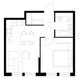 1-BD Apartment Sale, 39.8平方米 at Kutuzovskiy Kvartal, Ivana Franko Street, 20к1, Moscow, Russia #3