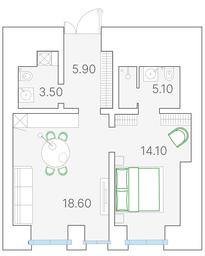 1-BD Apartment Sale, 48.3 sq. m. at Duo House, Sofiyskaya Embankment, 34с3, Moscow, Russia #3 1-BD Apartment Sale, 48.3 sq. m. at Duo House, Sofiyskaya Embankment, 34с3, Moscow, Russia #3