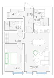 1-BD Apartment Sale, 71.8 sq. m. at Duo House, Sofiyskaya Embankment, 34с3, Moscow, Russia #4