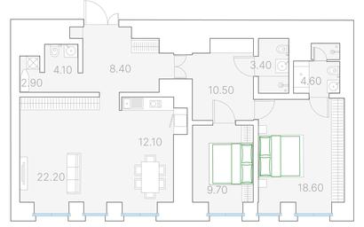 2-BD Apartment Sale, 101.3 sq. m. at Duo House, Sofiyskaya Embankment, 34с3, Moscow, Russia #3 2-BD Apartment Sale, 101.3 sq. m. at Duo House, Sofiyskaya Embankment, 34с3, Moscow, Russia #3