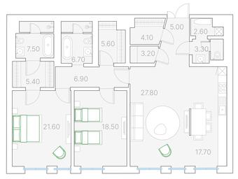 2-BD Apartment Sale, 141.9平方米 at Duo House, Sofiyskaya Embankment, 34с3, Moscow, Russia #4