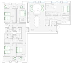 5-BD Apartment Sale, 239.3平方米 at Duo House, Sofiyskaya Embankment, 34с3, Moscow, Russia #3