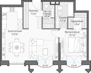 1-BD Apartment Sale, 66.8 sq. m. at Dostizhenie, Akademika Korolyova Street, 21, Moscow, Russia #4