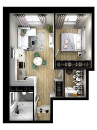 1-BD Apartment Sale, 40.67 sq. m. at Kvartal Rumyantsevo, ulitsa Admirala Kornilova, с1, Mosrentgen Settlement, Moscow, Russia #3