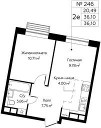 1-BD Apartment Sale, 36.1平方米 at Tsvetochnye Polyany City, kvartal № 165, Filimonkovskoye Municipal Formation, Moscow, Russia #2