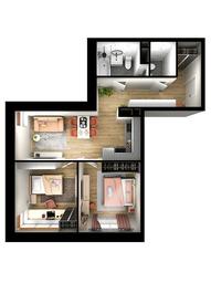 2-BD Apartment Sale, 54.85 sq. m. at Tsvetochnye Polyany City, kvartal № 165, Filimonkovskoye Municipal Formation, Moscow, Russia #3 2-BD Apartment Sale, 54.85 sq. m. at Tsvetochnye Polyany City, kvartal № 165, Filimonkovskoye Municipal Formation, Moscow, Russia #3