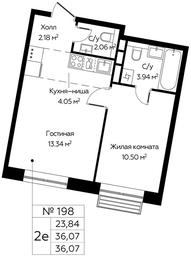 1-BD Apartment Sale, 36.07 sq. m. at Tsvetochnye Polyany City, kvartal № 165, Filimonkovskoye Municipal Formation, Moscow, Russia #2
