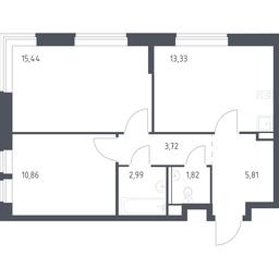 1-BD Apartment Sale, 53.97 sq. m. at Egorovo Park, 1-y kvartal, posyolok Zhilino-1, Lubertsy City District, Moscow Region, Russia #2