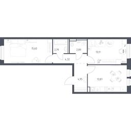 1-BD Apartment Sale, 57.53平方米 at Egorovo Park, 1-y kvartal, posyolok Zhilino-1, Lubertsy City District, Moscow Region, Russia #4