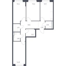 2-BD Apartment Sale, 78.55平方米 at Egorovo Park, 1-y kvartal, posyolok Zhilino-1, Lubertsy City District, Moscow Region, Russia #2 2-BD Apartment Sale, 78.55平方米 at Egorovo Park, 1-y kvartal, posyolok Zhilino-1, Lubertsy City District, Moscow Region, Russia #2