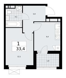 Apartment Sale, 33.4 sq. m. at Skandinaviya, Skandinaviya Residential Complex, Sosenskoye Settlement, Moscow, Russia #3