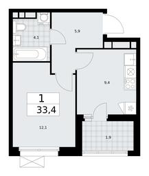 Apartment Sale, 33.4 sq. m. at Skandinaviya, Skandinaviya Residential Complex, Sosenskoye Settlement, Moscow, Russia #3