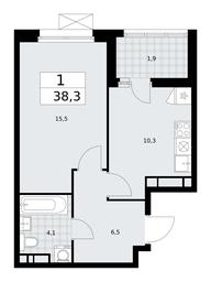 Apartment Sale, 38.3平方米 at Skandinaviya, Skandinaviya Residential Complex, Sosenskoye Settlement, Moscow, Russia #3