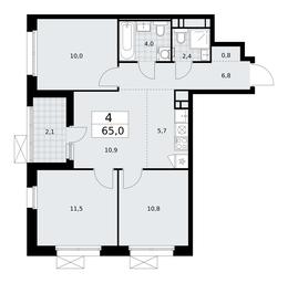 3-BD Apartment Sale, 65 sq. m. at Skandinaviya, Skandinaviya Residential Complex, Sosenskoye Settlement, Moscow, Russia #3