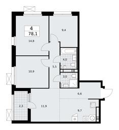 3-BD Apartment Sale, 78.1 sq. m. at Skandinaviya, Skandinaviya Residential Complex, Sosenskoye Settlement, Moscow, Russia #3 3-BD Apartment Sale, 78.1 sq. m. at Skandinaviya, Skandinaviya Residential Complex, Sosenskoye Settlement, Moscow, Russia #3