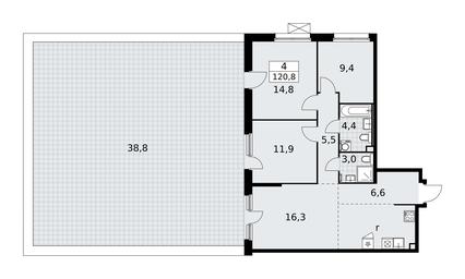 3-BD Apartment Sale, 120.8 sq. m. at Skandinaviya, Skandinaviya Residential Complex, Sosenskoye Settlement, Moscow, Russia #2