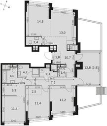 4-BD Apartment Sale, 109.2平方米 at Rotterdam, Varshavskoye Highway, 37Ак1с2, Moscow, Russia #4