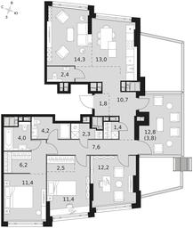 4-BD Apartment Sale, 109.2平方米 at Rotterdam, Varshavskoye Highway, 37Ак1с2, Moscow, Russia #3 4-BD Apartment Sale, 109.2平方米 at Rotterdam, Varshavskoye Highway, 37Ак1с2, Moscow, Russia #3