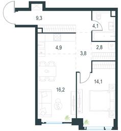 1-BD Apartment Sale, 55.2平方米 at Level Michurinskiy, Озёрная улица, вл1, Москва, Россия #3