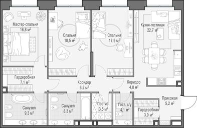 2-BD Apartment Sale, 129.2 sq. m. at Life Time, Sergeya Makeyeva Street, вл11/9с1-10, Moscow, Russia #4