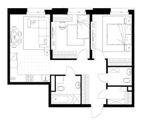 2-BD Apartment Sale, 62.5 sq. m. at Rezidentsii Skolkovo, Kashtanovaya ulitsa, 1, rabochiy posyolok Zarechye, Odintsovskiy City District, Moscow Region, Russia #2