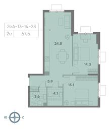 2-BD Apartment Sale, 67.5平方米 at Parkside, Krasnogo Mayaka Street, 26к1, Moscow, Russia #2 2-BD Apartment Sale, 67.5平方米 at Parkside, Krasnogo Mayaka Street, 26к1, Moscow, Russia #2