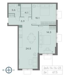 2-BD Apartment Sale, 67.5 sq. m. at Parkside, Krasnogo Mayaka Street, 26к1, Moscow, Russia #2 2-BD Apartment Sale, 67.5 sq. m. at Parkside, Krasnogo Mayaka Street, 26к1, Moscow, Russia #2