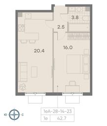 1-BD Apartment Sale, 42.7 sq. m. at Parkside, Krasnogo Mayaka Street, 26к1, Moscow, Russia #3