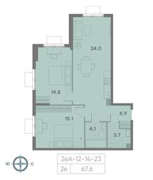 2-BD Apartment Sale, 67.6 sq. m. at Parkside, Krasnogo Mayaka Street, 26к1, Moscow, Russia #2